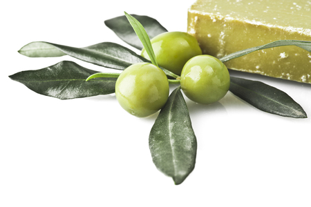 Soap and natural ingredients to olive oilの写真素材
