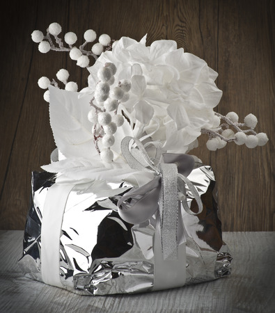 Panettone, sweet typical Italian Christmas on grey backgroundの写真素材