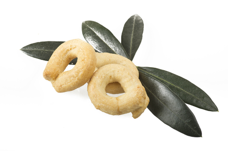 Taralli on the  white,Traditional Italian snack from Pugliaの写真素材