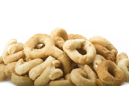 Taralli on the  white,Traditional Italian snack from Pugliaの写真素材