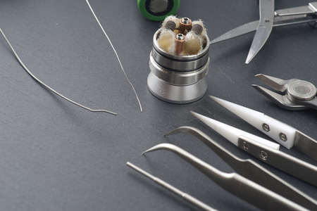 Close up of equipment about the electronic cigaretteの写真素材