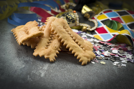 Tipical italian cake Chiacchere for carnival partyの写真素材