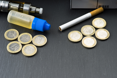 tax on liquids of electronic cigarettes in Italyの写真素材