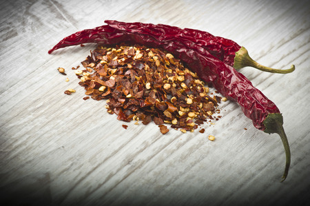 seeds of dry red hot chili peppersの写真素材