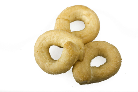 Taralli on the  white,Traditional Italian snack from Pugliaの写真素材