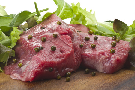 rump steak with green pepper and saladの写真素材
