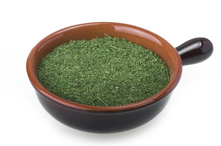 Blowl with dried oregano on the white backgroundの写真素材