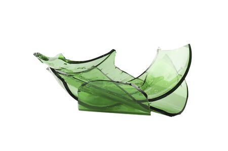 pieces of green glass on a white backgroundの写真素材