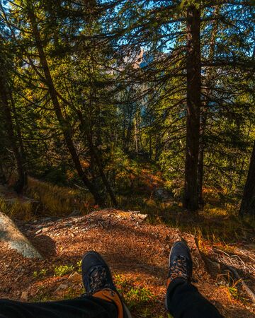 Lake Palu 'Italy Valmalenco Sondrio first days of autumnの写真素材