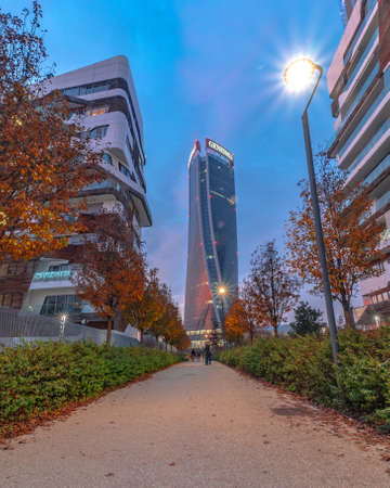 Sunrise view of city life buildings Milan, Italy DEc-07-2019のeditorial素材