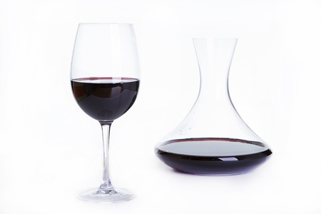 Wine and Decanter, white backgroundの写真素材