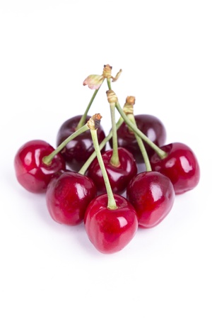 Cherry fruit isolated on whiteの写真素材