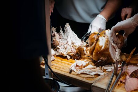 roasted chicken in party dinnerの写真素材