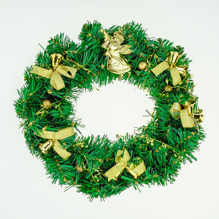 christmas tree and decorations item isolated in white backgroundの写真素材