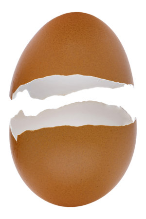 cracked egg shell isolate in white background with clipping path