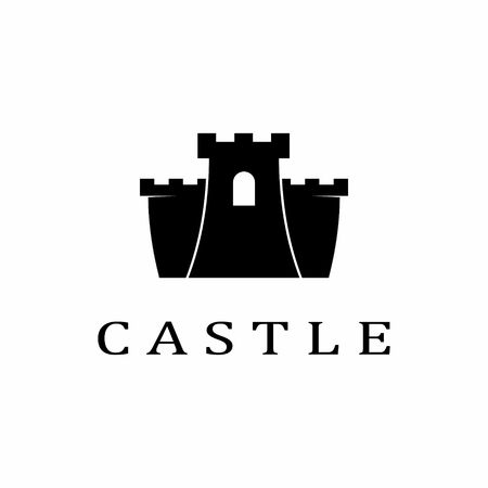black castle icon on white backgroundのイラスト素材