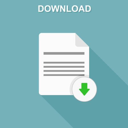 Download document icon. Flat style. Vector illustrationのイラスト素材