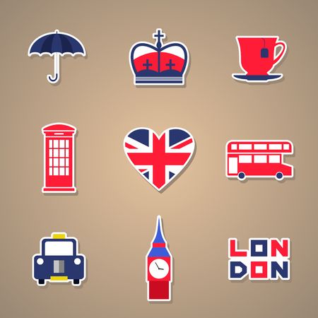 London Icons set Stickers. Vector illustrationのイラスト素材