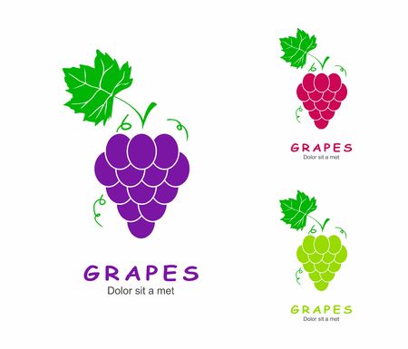 Grapes with green leaf isolated Icons.のイラスト素材