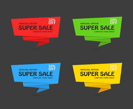 Super Sale banners template desing on dark background. Best offer. Vector Illustration.のイラスト素材
