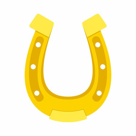 Gold Horseshoe Icon. Gold Horseshoe isolated on white background. Horseshoe flat style Vector Illustrationのイラスト素材