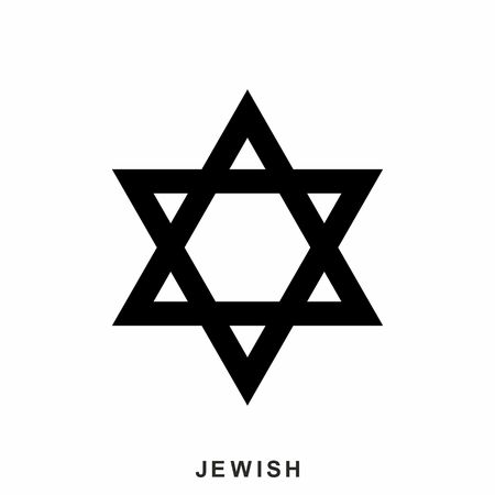 Jewish Star of David icon in flat style isolated on white background. Jewish icon isolated on white backgroundのイラスト素材