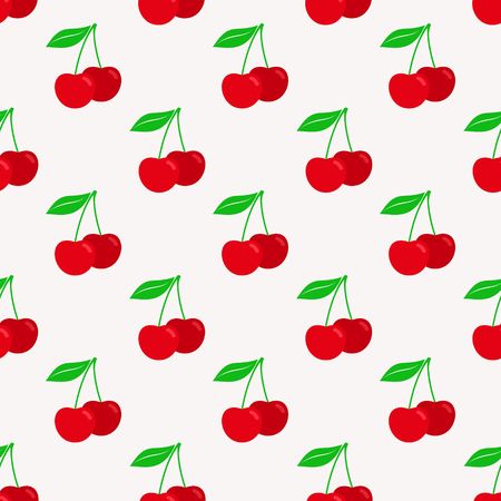 Cherry seamless pattern. Texture for textile, wallpaper, wrappings and other surfaces. Illustration in flat styleのイラスト素材