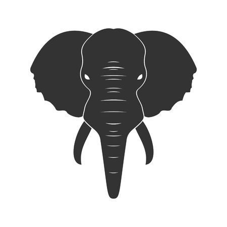 Black Elephant in flat isolated on white background. illustrationのイラスト素材