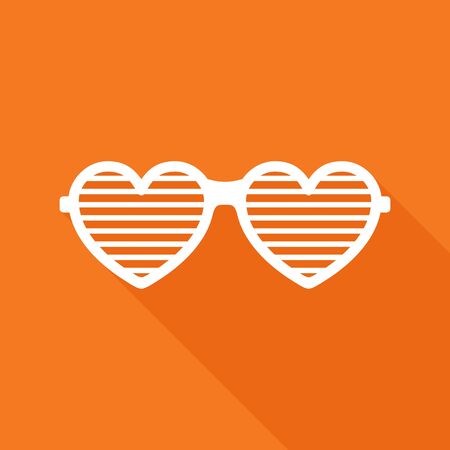 Shutter glasses. Concept of brindled or latticed sunglasses, fashionable accessory, summer youth glasses. Shutter shades sun glasses on orange background with shadowのイラスト素材