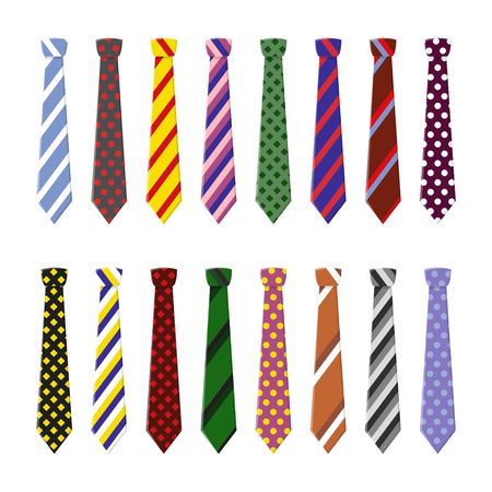Set neck ties for business and casual attire. Tie in flat style isolated on white background.のイラスト素材