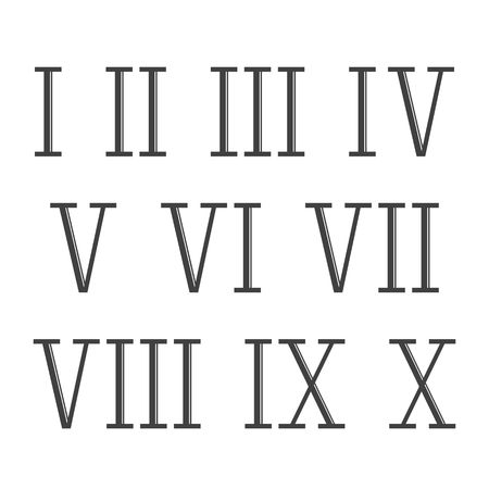 Roman numerals set vector isolated on white background. Old roman antique alphabet number and font roman alphabet.のイラスト素材
