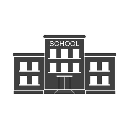 Classical school building icon isolated on white background. Front yard. Building school icon for city construction education vector in flat styleのイラスト素材