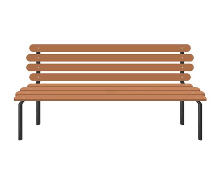 Wooden bench isolated on white background. Park brown bench in flat styleのイラスト素材