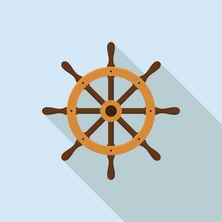 Ship helm isolated on white background. Yacht steering wheel in flat styleのイラスト素材
