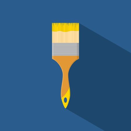 Brush paint tool icon isolated on blue background with shadow in flat style. Vector illustrationの写真素材