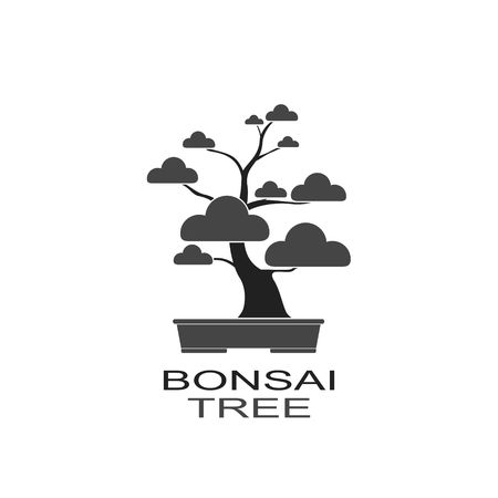 Bonsai icon decorative small tree growing in container. Japanese tree isolated on white background. Vector iilustrationのイラスト素材