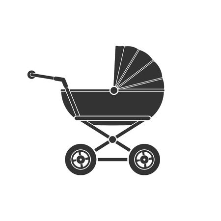Baby stroller icon isolated on white background. Children pram, baby carriage icon vector illustrationの写真素材