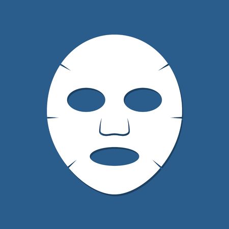Facial sheet mask isolated on blue background. Cosmetology, medicine and health care vector illustration in flat style.のイラスト素材