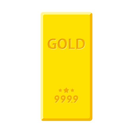 Gold bar isolated on white background. Golden bullion view from above vector illustration.のイラスト素材