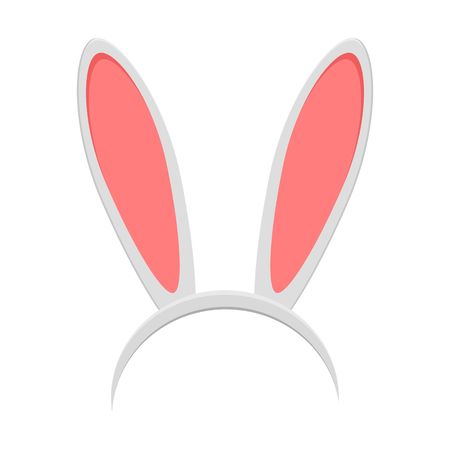 Easter bunny ears mask isolated on white background. Rabbit ear spring hat in flat style. Headdress, costume isolated element for the celebration of Easter. Vector illustrationのイラスト素材