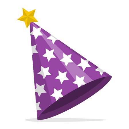 Party hat cone with stars isolated on white background. Accessory, symbol of the holiday. Birthday cap.のイラスト素材