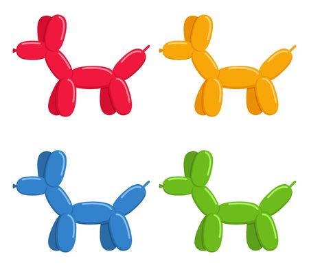 Colorful balloon dog icons isolated on white background. Vector illustrationのイラスト素材