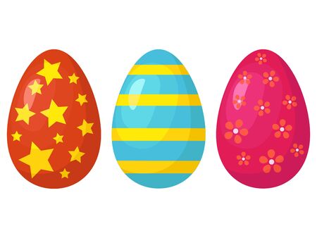 Colorful easter eggs with different design. Vector illustrationのイラスト素材