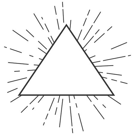 Vintage sunburst with triangle inside isolated on white background. Retro hand drawn bursting rays design elements. Tribal boho style frame with place for your text. Hipster Vector illustrationのイラスト素材