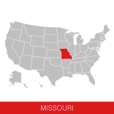 United States of America with the State of Missouri selected. Map of the USA vector illustrationのイラスト素材