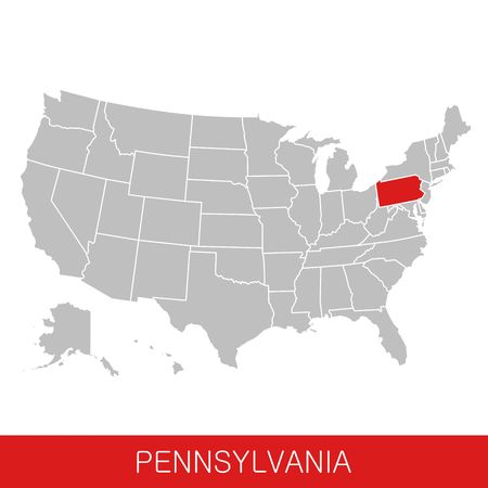 United States of America with the State of Pennsylvania selected. Map of the USA vector illustrationのイラスト素材