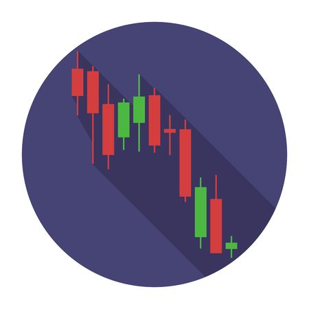 Candlestick icon chart down trend of stock chart, graphical analysis of financial markets. Graph of Japanese Candlestic models. Vector illustrationのイラスト素材