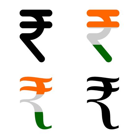 Indian Rupee currency symbol set, INR money icon isolated on white background. Vector illustrationのイラスト素材