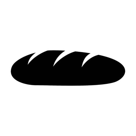 Black Loaf bread icon flat isolated on white background, French baguette. Whole grain healthy bread. Vector illustrationのイラスト素材