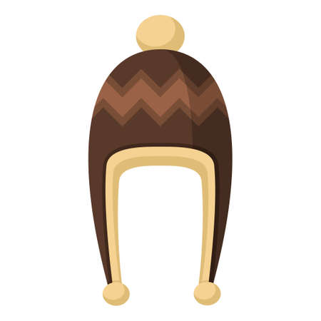 Winter hat icon isolated on white background. Knitting headwear with two long ear flaps and cap for cold weather. Outdoor clothing. Vector illustrationのイラスト素材